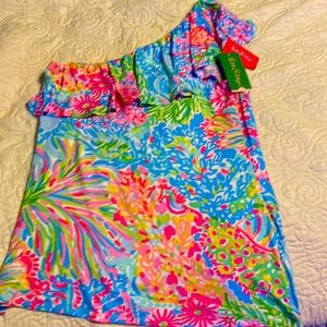 NWT Lilly Pulitzer one shoulder ruffle top Size Small